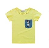 PANCY 子供服 夏 半袖 Tシャツ キッズ 男の子 女の子 丸い襟 おしゃれ カジュアル ファッション 可愛い パンダ 動物 プリント 3色（ライトイエロー/100＃）