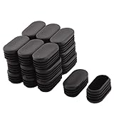 uxcell チューブインサートエンドキャップ 家具足 プラスチック 楕円形 ブラック 50mm x 25mm 20個入り