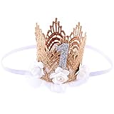 Baby 1st誕生日ヘッドバンドガーランドレース花プリンセスクラウンパーティー帽子ヘアバンド US サイズ: 1 year カラー: シルバー