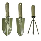 amzmonnsuta 3pcs ミニ シャベル・スコップ・レーキ A3鋼製 庭・園 栽培・移植・根起し ガーデンツール 手工具セット