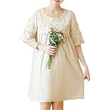 Spinas(スピナス) レディース マタニティ ウェア ワンピース 刺繍 ボヘミアン シンプル 大人 かわいい 夏 楽 ふんわり フレア ひざ丈 ミモレ丈 全2色 ホワイト オレンジ (M, ホワイ