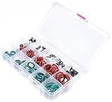 WINGONEER 170pcsミックスOリングニトリルゴム( NBR )シリカゲル( VMQ ) fluororubber ( FKM )修復box-bブラックと赤と緑、for Profession