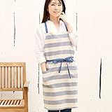レップ(Rep) エプロン 北欧 ポケット2個付き ボーダー柄 大人用 カフェエプロン 着丈73cm (アビチュアル アンバー) ブルー 927 BL プレゼント