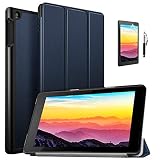 Amazon Fire HD8ケーススリム 傷つけ防止 耐衝撃 折り畳み 横開き 軽量型 超薄型 高級スマートカバー [耐衝撃保護フィルム1枚付きそして1つのタッチペン] New Fire HD 8 2017 / 2016 / 2018 ケース - ネービー