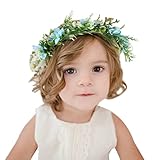 C-Princess 花輪 花冠 花かんむり ヘッドドレス カチューシャ 髪飾り ヘアアクセサリー ベビー ヘアバンド 子供 赤ちゃん 結婚式 ウェディング 写真撮影 (ブルー)