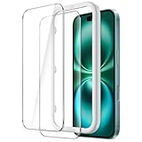 JETech iPhone 16 6.1インチ用 液晶保護フィルム 強化ガラス製 ガイド枠付き ケースに干渉なし HDクリア 2枚セット