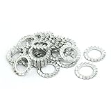 uxcell ロックワッシャー 16mm内径 炭素鋼 亜鉛メッキ 外部鋸歯状 30個入り