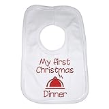 Baby Bib Personalized Graphic Print Design - My First Christmas Dinner - Unisex (Boys, Girls) - Whit