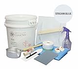 【CORAL TEX】トライアルコテセット たっぷり20kg 珪藻土風 (016 STREAM BLUE)と左官道具セット 塗る人に優しく、環境・健康を考えた西洋漆喰