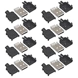 ABE USB Aタイププラグ 自作用コネクタ部品 オス 8点セット DIY パーツ USB2.0用 ブラック 製品サイズ 34×15×8.5mm USBケーブルを自由にDIY！8点セットAタイププラグでカスタム自在！