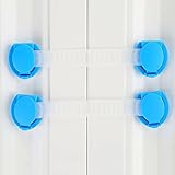 5個入り ベビーガード ストッパー 赤ちゃん 安全ロック 引き出し 戸棚 冷蔵庫 ドアロック ブルー 15.5cm