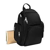 mancroおむつバッグバックパック、オーガナイザーBackパックfor Mom / Dad with Baby Strollerストラップ ブラック black 01