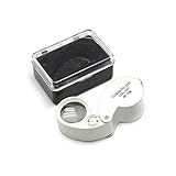 PandaHall 40x-25mm 宝石鑑定 40倍 ハンディ ポケット ジュエリー ルーペ 拡大鏡 白 57x32x25mm ガラス：23mm