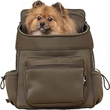 [citydog] ネオプレーンバックパックキャリー 【軽量/丸洗いOK/たっぷり収納/飛び出し防止/クッション底板】 犬用 （超小型犬/小型犬/中型犬）おしゃれ リュック 通気性 散歩 交通機関 お出かけ アウトドア (旅行 通院 避難) シティドッグ s-khaki