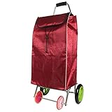 Rxbdk ショッピングトロリービッグホイールポータブル4ラウンド大防水ステンレスレッド