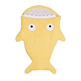子供用　シュラフ　ベビー　おくるみ　サメの形　寝袋　ブランケット　暖かい　春秋用　赤ちゃん対応　柔らかい肌触り　 (イエロー)