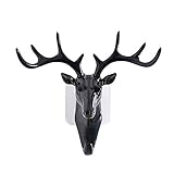 braceus Deer Head Antlers粘着キー帽子ホルダー壁ドアフックハンガー L ブラック WU237SW91424TXP