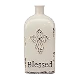 Stonebriar Worn Ceramic Blessed Vase, 8, White by Stonebriar
