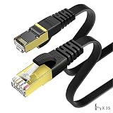 7m KASIMO LANケーブル CAT7 フラット 薄い型 10Gbps 600Mhz/s 高速 有線lanケーブル STP 金ツメ 爪折れ防止 RJ45 wifiケーブル カテゴリー7 フラットケーブル (7m, ブラック)