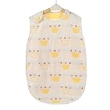 Petit Bella 6重ガーゼスリーパー パジャマ 寝袋 ベビー 赤ちゃん 子供 100％綿 オーガニックコットン ボタン開閉式 プレゼント 出産祝い(クラウン柄 イエロー Ｓ)