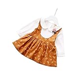 FEVON　ワンピース　ベビー服　長袖　秋冬　女の子　フェイクレイヤード　女の子　ドレス　子供服　フォーマル　キッズ　女児用　可愛い　葉のプリント　チュニック　ガールズ　新生児　赤ちゃん　出産祝い　入