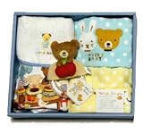 タオル製ベビー服のギフトセットベビースタイやタオルやおもちゃ ブルー