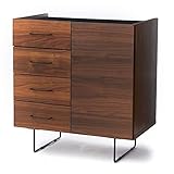 LOWYA （ロウヤ） 収納 ラック リビングボード 国産 スチール脚 天板化粧仕上げ 可動棚 コードリール付 サイドチェスト 幅75㎝ ブラウン