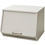 山善(YAMAZEN) 収納ボックス 木製 おうちすっきりボックス オープンボックス 取っ手付き ホワイトウォッシュ ECSB-3140D(JW)