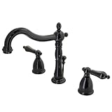 Kingston Brass NB1970AL Water Onyx widespread lavatory faucet with lever handles and ABS-Brass pop u