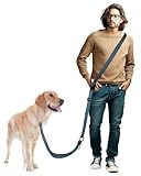 WANFIRE 犬 リード 肩掛け 大型犬 リード 多機能 調節可能ウエストベルト 犬 シートベルト 散歩・ランニング・ハイキング用 (ネイビーブルー-静音設計, 1.8-2.9m)