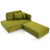 ソファ コンパクト カウチソファ コーナーソファ オットマン付き ロータイプ グリーン