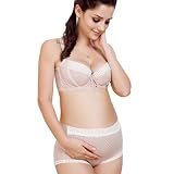 [シューズラック]　産褥ショーツ　ブラジャー　2点セット　レース　リボン　かわいい　ストラップオープン　授乳便利　哺乳用　ドット柄　妊婦専用　産前準備　産後　ストライプ柄　綿　コットン100％　薄手　