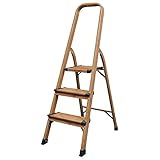 UP STORE 木目調 ステップラダー 折りたたみ 脚立 アルミ 軽量 美しい木目デザイン インテリアとしても (ナチュナルブラウン, 3段)