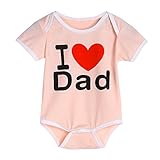 Domybestベビー服ロンパース 新生児 ボディスーツ カバーオール 男の子 女の子 半袖 ジャンプスーツ 春 夏 出産祝い 日常着 お出かけ (70（0-6ヶ月）, I love dad)