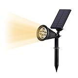 T-SUN ソーラーライト 4LED ガーデンライト スポットライト 省エネ 屋外用充電式 暗くなると自動点灯 3500K-4000K 薄いイエロー 暖白 FCC認証取得 玄関先 芝生 階段 庭など対