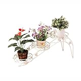 TIDLT フラワースタンド 鉄の芸術 リビングルーム バルコニー 台形 3つのグリッド フロアスタンドフラワースタンド 65.5 * 26.5CM 白 (色 : 白)