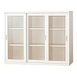 小島工芸 日本製 組立不要 健康仕様のFフォースター 耐荷重に優れた中がしっかりつまった丈夫な棚板 高さ95.2cm 引戸タイプ 書棚 OF-120引戸 ウッディホワイト [幅120.2cm 奥行41cm] 2311708