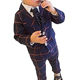 （ルノン）Lunon ボーイズ スーツ ネイビー チェック柄 ジャケット パンツ 上 下 2点 セット 卒園 入学 発表会 正装 フォーマル ( 90 サイズ )