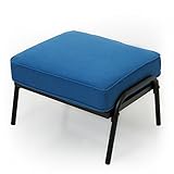 スツール 足置き オットマン 腰掛け スチール脚 スチール ファブリック レトロ モダン ネイビー