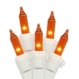 Vickerman 100 Lights Amber White Wire End Connecting Lock Set with 4-Inch Spacing and 33-Feet Length