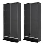 【地球家具】フィギュアラック「ワイド」新シリーズ 幅83cm 引き戸 ハイタイプ 本体【正規品】[鍵付きコレクションケース] [耐震] LED装着可能 （引き戸 ハイタイプ、中型（奥行29cm）、ブラック） 2台セット