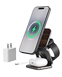 KU XIU X40 Turbo Qi2.2 25W マグネット式ワイヤレス充電器 折りたたみ 3in1 ワイヤレス充電ステーション iPhone 17/16/15/14/13/12対応 iWatch & AirPods 5W対応 アルミニウム合金設計 ウッド