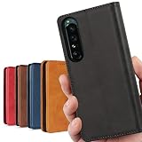 ソニー Xperia 1 IV ケース - 手帳型ケース with マグネット & カードケース機能 - ブラック
