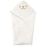 MIKIHOUSE FIRST(ミキハウスファースト)どうぶつ刺繍の無撚糸ベビーバスタオル(アフガンとしても使えます ) －－－,白（01）