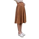 Spinas（スピナス) 今年の旬顔　マタニティ スエード調 膝丈 プリーツスカート 無地 フレアスカート 産前産後対応 妊婦服 全4色(ブラウン　グレー　グリーン　ブラック)