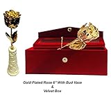 Own Care 24k Gold Dipped 6'INCH Real Rose With Designer Bud Vase Gift For Your Love one. [並行輸入品]