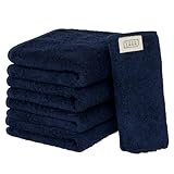 【Amazon.co.jp限定】タオル研究所 [毎日シンプル] #001 フェイスタオル スペースネイビー 5枚セット 高速吸水 速乾 綿1