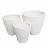 6、8、10号 シンプル深 白化粧 植木鉢 3点セット おしゃれな テラコッタ 陶器 E23W