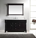 Virtu USA GS-4060-WMSQ-DW 60-Inch Huntshire Single Sink Bathroom Vanity Dark Walnut with Italian Car