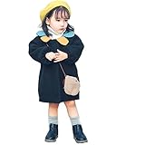CXYP　ベビー服 子供服　秋　コート　女の子　可愛い　花ネック　キッズ　中綿　 防寒　アウター 　ラシャー　女の子　保温トレーナー　 (100cm, ブラック)